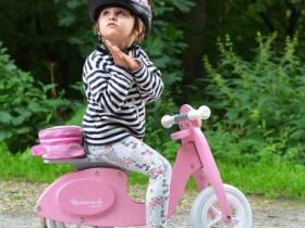 janod pink scooter wood balance bike 2