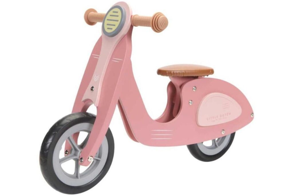 janod pink scooter wood balance bike